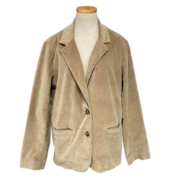 Xirena Jacket Women's Large Tan Corduroy Buttons Collared Blazer - Picture 1 of 15